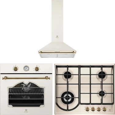 Electrolux Rustik Krem Ankastre Set EFC226V EGH6343RON EOA5220AOV A Enerji Sınıfı Modern