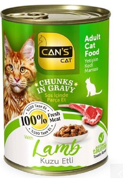 Can's Cat Yetişkin Kuzu Etli Kedi Konserve 400 gr x 3 Adet