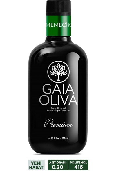 Gaia Oliva Premium Memecik Erken Hasat Natürel Sızma Zeytinyağı 500 ml (Yeni Hasat)