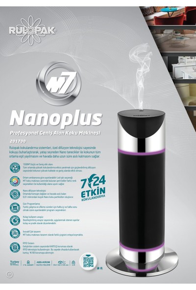 Rulopak Nano Plus M7 Geniş Alan Koku Makinesi + Koku Kartelesi 36'lı