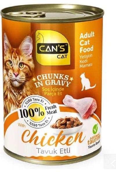 Can's Cat Yetişkin Tavuk Etli Kedi Konserve 400 gr x 3 Adet