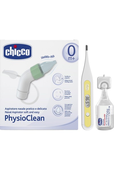 Chicco Kış Paketi - Physio Clean Serum Fizyolojik + Burun Aspiratörü + Dijital Pediatrik Beden Termometresi