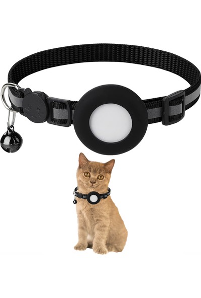 Caichi Ayarlanabilir Kedi Tasma Airtag Tutucu - Siyah (Yurt Dışından)
