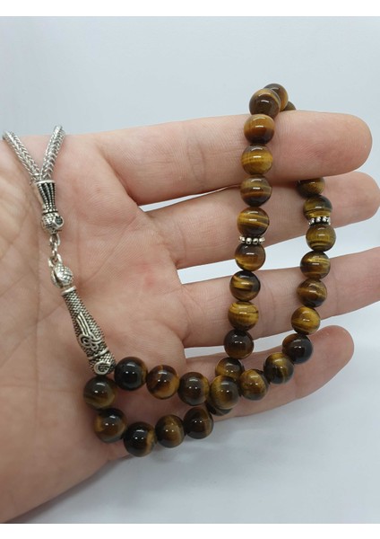 Kaplan Gözü Doğal Taş Tesbih 8 mm