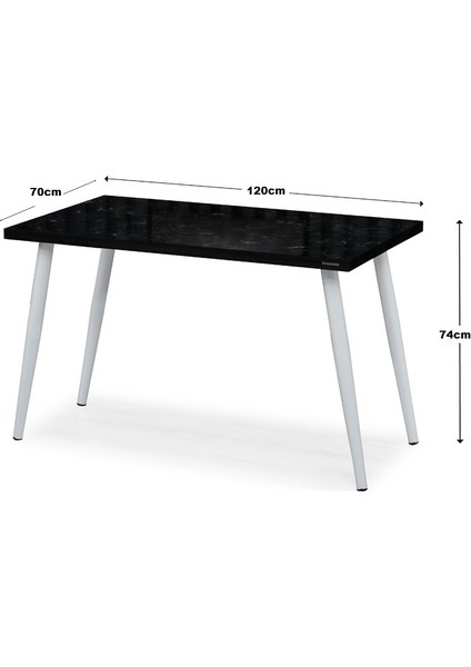 70 x 120 cm Masa Mutfak Masası Yemek Masası Çalışma Masası Siyah