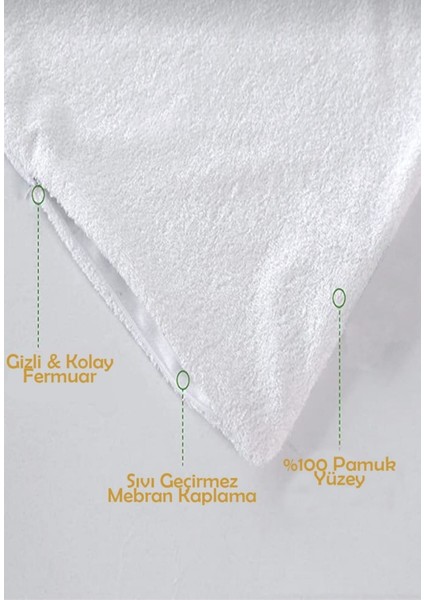 8 Adet Pamuklu Fermuarli Sıvı Geçirmez Yastık Alezi Yastık koruyucu Yastık Beyaz 50 x 70 cm indirimleri