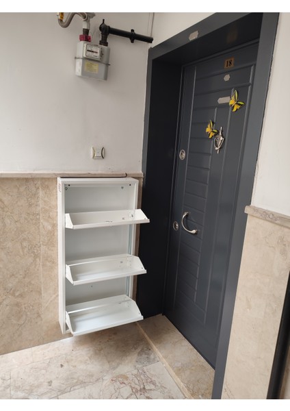 3 Kapaklı Kilitli Metal Ayakkabılık modelleri