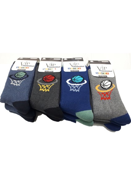 Vip Serisi 12 Çift Pamuklu Kışlık Kalın Havlu Erkek Çocuk Soket Çorap 3-4 Yaş