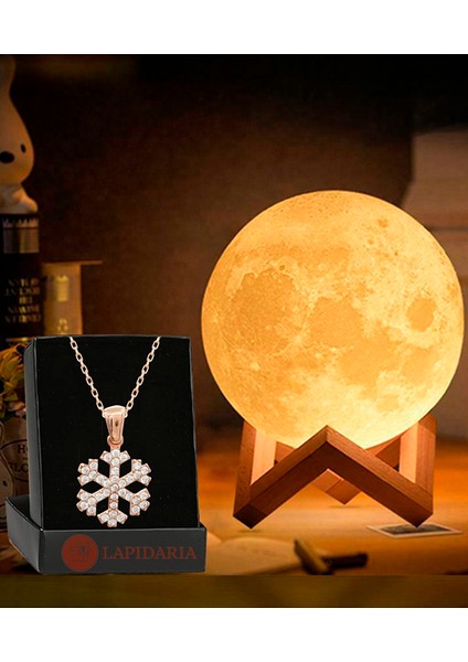 3D Ahşap Standlı Ay Gece Lambası Kartanesi Kolye Küre LED Başucu Lambası