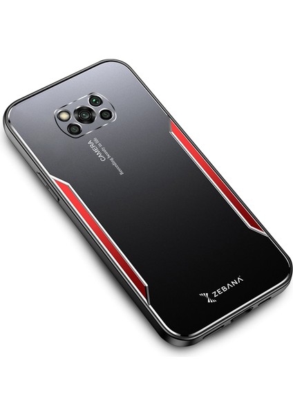 Xiaomi Poco X3 Kılıf Zebana Metal Mitras Kılıf (Silikon Kenar) Kırmızı