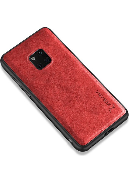 Huawei Mate 20 Pro Kılıf Zebana Lüx Deri Kılıf Kırmızı