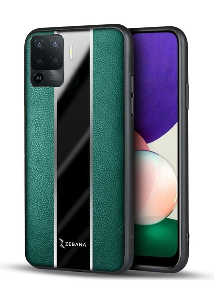 Oppo Reno 5 Lite Kılıf Zebana Premium Deri Kılıf Yeşil