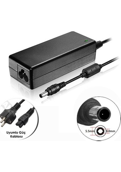 Samsung NP-R580 Uyumlu Muadil Ürün 2 Yıl Ithalatcı Firma Garantili Notebook Şarj Adaptörü 19V 4.74A 90W Leptop Adaptör Şarj Aleti 5.5x3.0mm