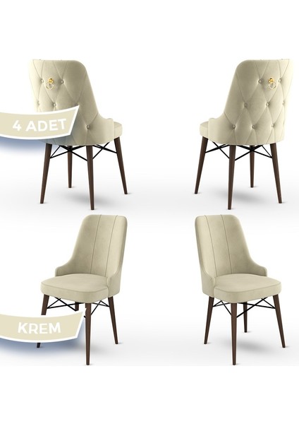 Concept Pare Serisi, 1.sınıf Babyface Ithal Kumaş, 4 Adet Sandalye, Ceviz Gürgen Ayak, Gold Halkalı