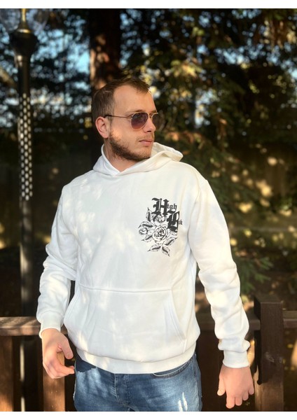 High Risk Baskılı Unisex Kapüşonlu Sweatshirt Şardonlu