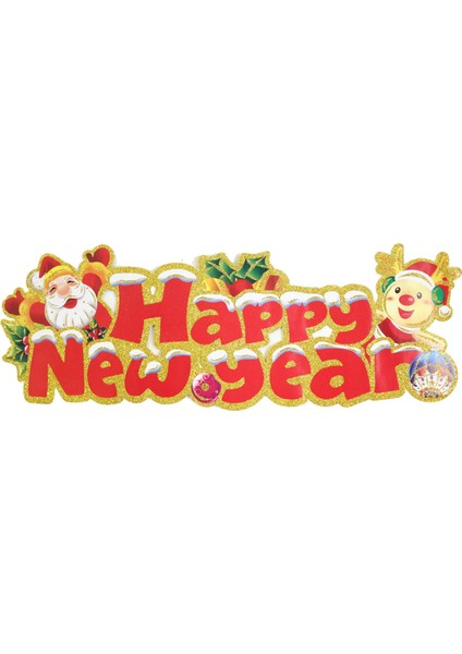 Happy New Year Yazılı Dekor Süs 75CM Yılbaşı Dekorasyon Süsleri Christmas Decorations Banner