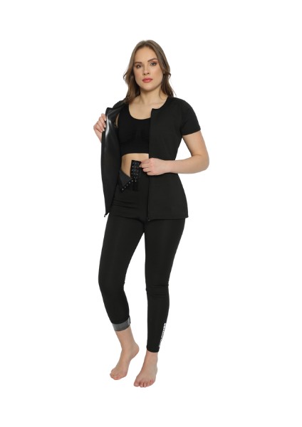 FİT1BEDEN Premium (3 Agraflı) Sauna Tayt+Yarım Kollu Fermuarlı Sauna Body Takım fiyatları