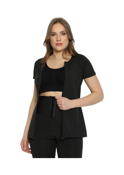 FİT1BEDEN Premium (3 Agraflı) Sauna Tayt+Yarım Kollu Fermuarlı Sauna Body Takım modelleri