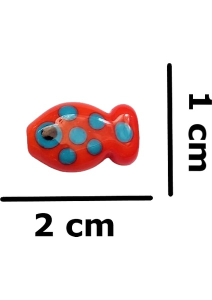 Beyoğlu Hediyelik Delikli Cam Balık 1 Adet El Yapımı Murano Cam Çift Taraflı Kolye Bileklik Ucu 3 mm Delikli