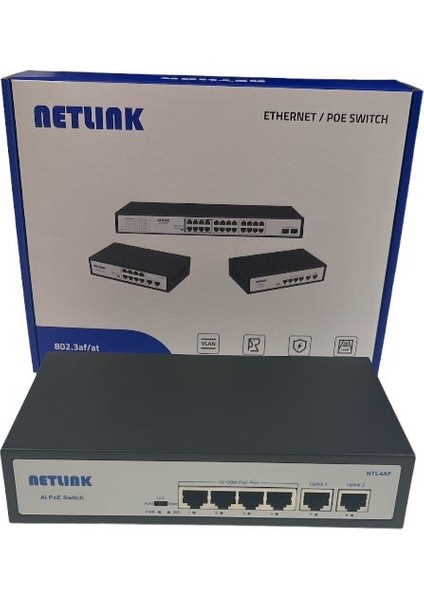 NTL4AF 4 Port 10/100 Poe + 2X10/100 Uplink Port 65W Network Switch