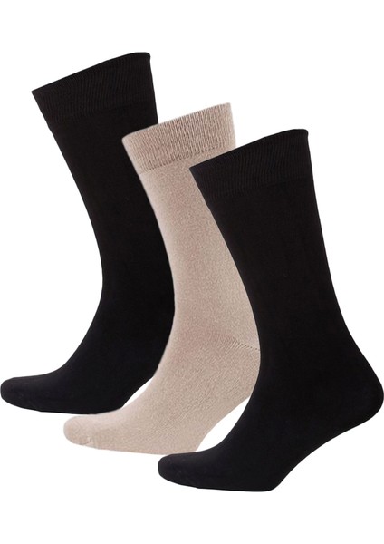 Bambu Asker Çorap Siyah-Bej 3'lü Paket