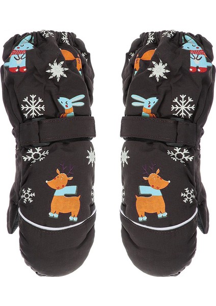 Sevimli Çizgi Kış Çocuk Kayak Eldivenleri Kalınlaştırılmış Sıcak ve Su Geçirmez (Yurt Dışından)