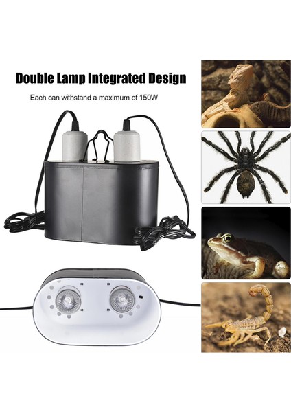 Sürüngen Işık Fikstür Kubbesi Çift Lamba Fikstürü Uva Uvb Isı Lambası Için Tropikal (Yurt Dışından) fırsatları