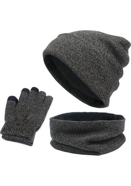 Kış Sıcak Şapka Eşarp ve Eldiven Seti Kadınlar Erkek Kız Erkekler Mekan Koyu (Yurt Dışından) fiyatları