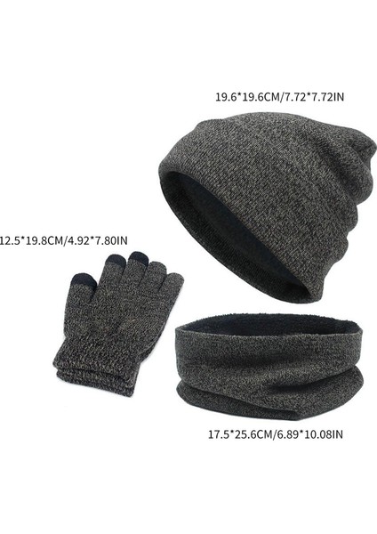 Kış Sıcak Şapka Eşarp ve Eldiven Seti Kadınlar Erkek Kız Erkekler Mekan Koyu (Yurt Dışından) fırsatları