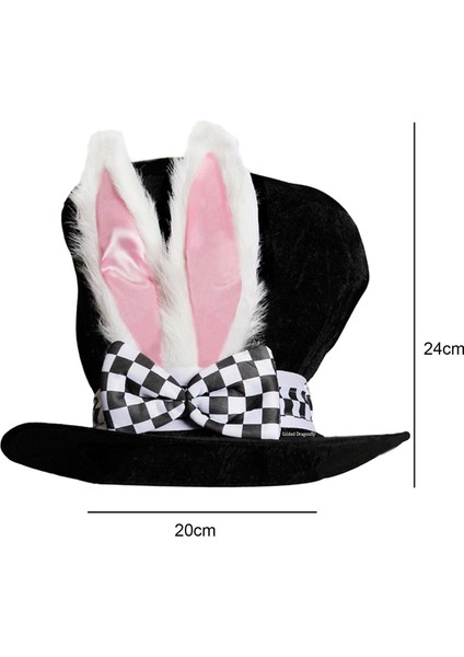 Bunny Ears Komik Partisi Top Şapka Moda Damalı Bowknot Polyester (Yurt Dışından)