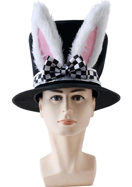 Bunny Ears Komik Partisi Top Şapka Moda Damalı Bowknot Polyester (Yurt Dışından)