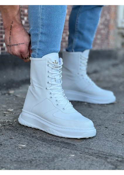 WG012 Beyaz Cilt Uzun Bağcıklı Bot