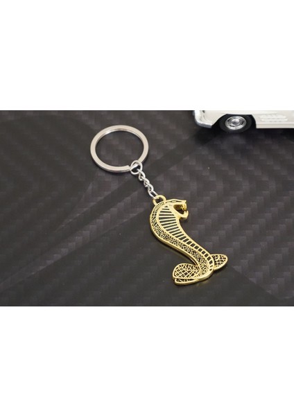 Ford Mustang Shelby Kobra Süper Snake Logo Gold Metal Çift Yön Anahtarlık fırsatları
