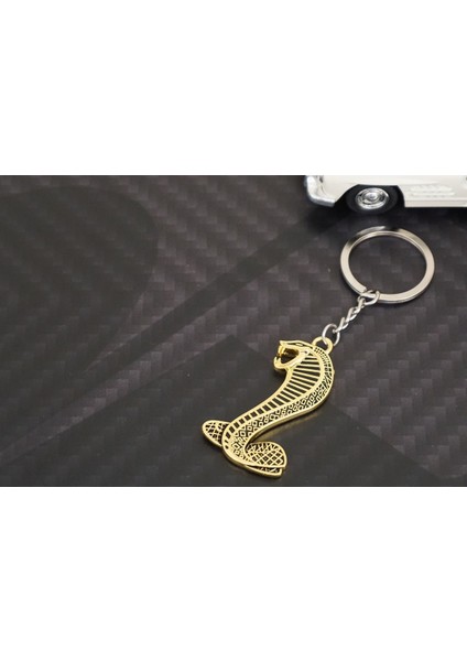Ford Mustang Shelby Kobra Süper Snake Logo Gold Metal Çift Yön Anahtarlık indirimleri