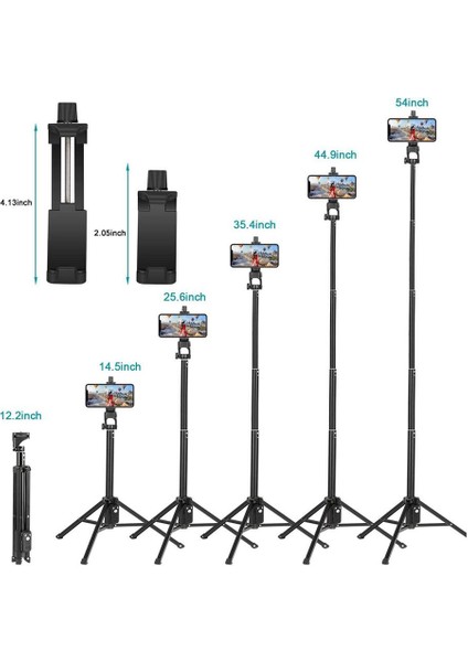 101 Fotoğraf ve Video Çekimi İçin 102cm Kumandalı Telefon Tripodu