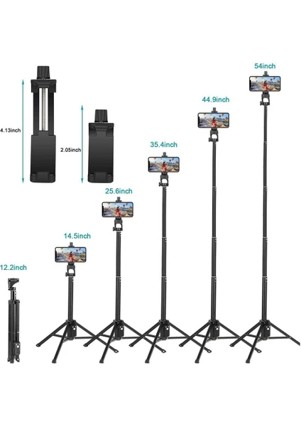101 Fotoğraf ve Video Çekimi İçin 102cm Kumandalı Telefon Tripodu