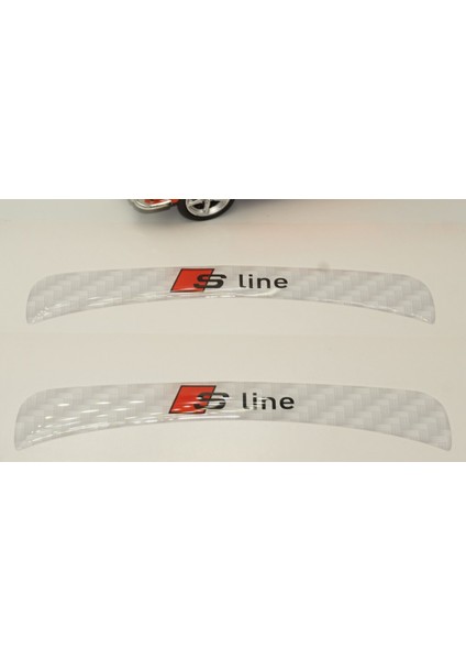 Audi Q4 Q5 Q7 S Line Logo Beyaz Karbon Desen Damla Epoksi Ayna Çamurluk Logo Amblem Seti