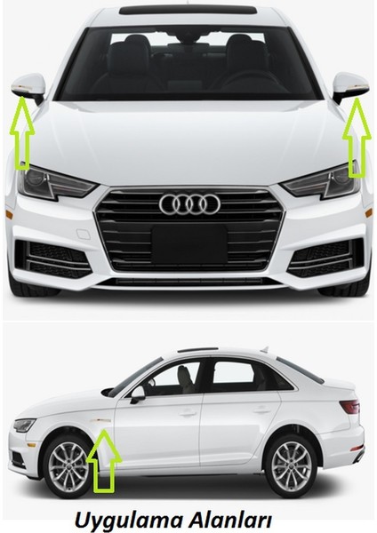 Audi Q4 Q5 Q7 S Line Logo Beyaz Karbon Desen Damla Epoksi Ayna Çamurluk Logo Amblem Seti