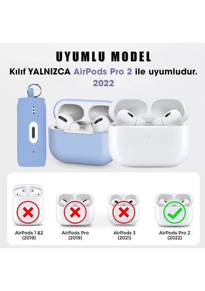 For Airpods Pro 2 ile Uyumlu Kılıf Silikon Tam Koruma Kancalı Anahtarlık Comely Silikon Kılıf