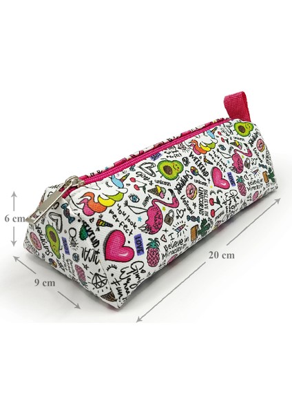 Kalem Kutusu Unicorn-Flamingo-Avakado Desenli Üçgen Kalemkutu Jumbo Vegan Deri Kalemlik fırsatları