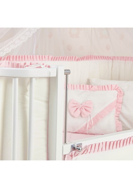 Meltem Smart Bambino Sallanır Ahşap Anne Yanı Beşik 70x110 cm (beyaz-pembe)