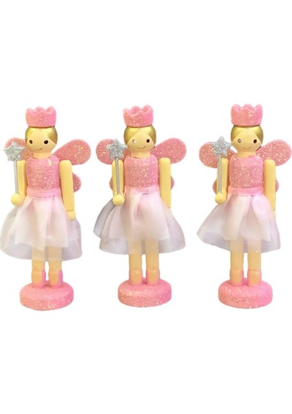 Noel Nutcracker Süsler 12CM Kukla Oyuncak Hediyeleri Parti Malzemeleri Için 3 Pccs Pembe