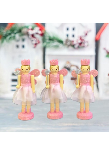Noel Nutcracker Süsler 12CM Kukla Oyuncak Hediyeleri Parti Malzemeleri Için 3 Pccs Pembe fiyatları