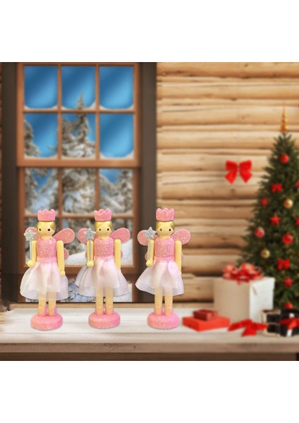 Noel Nutcracker Süsler 12CM Kukla Oyuncak Hediyeleri Parti Malzemeleri Için 3 Pccs Pembe modelleri