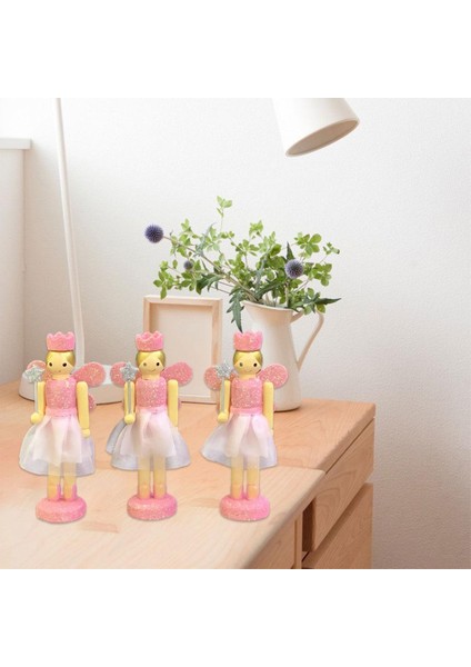 Noel Nutcracker Süsler 12CM Kukla Oyuncak Hediyeleri Parti Malzemeleri Için 3 Pccs Pembe fırsatları