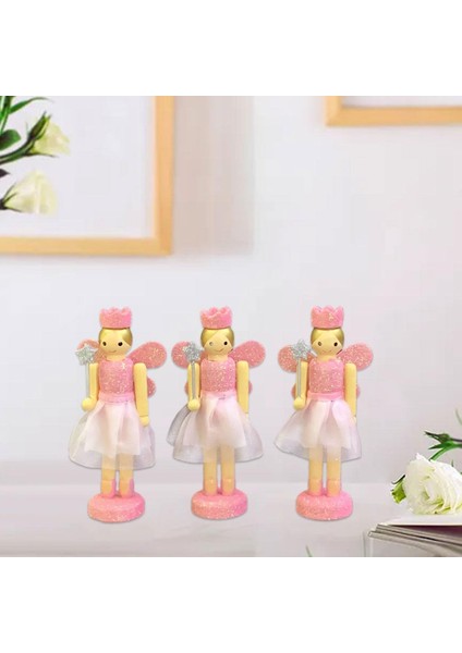 Noel Nutcracker Süsler 12CM Kukla Oyuncak Hediyeleri Parti Malzemeleri Için 3 Pccs Pembe indirimleri