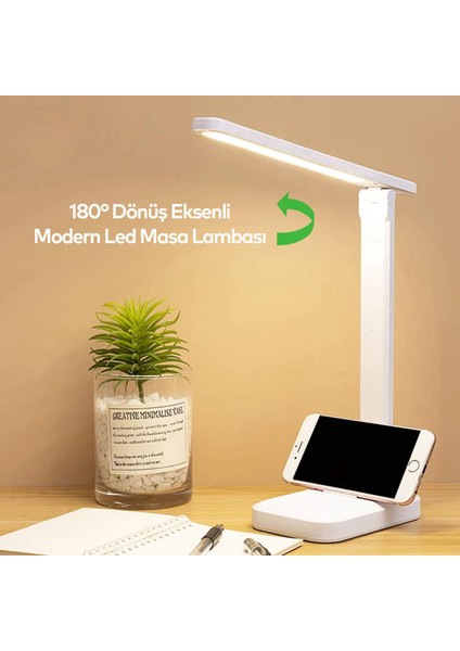 Ledli Masa Lambası 3 Modlu Oynar Başlıklı Şarjlı Çalışma Lambası 9W