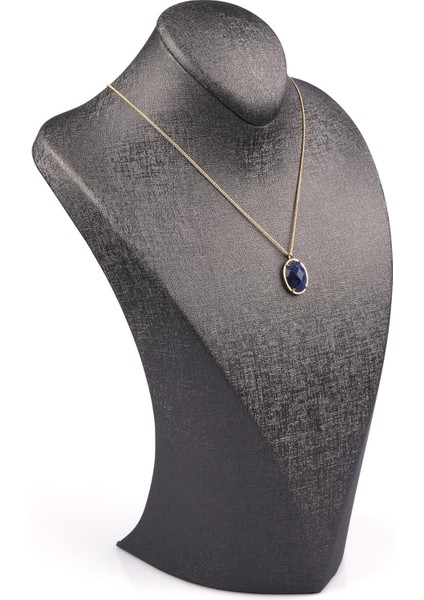Lapis Lazuli Doğal Taş Gold Renkli Kolye
