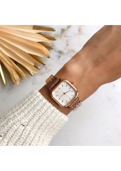 Melian Beyaz Kadran Rose Kordon Kadın Kol Saat
