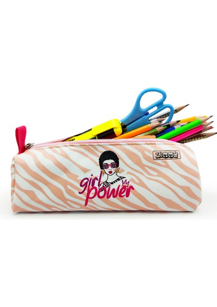 Kalem Kutusu Zebra Desenli Üçgen Kalemkutu Jumbo Vegan Deri Kalemlik - Pembe Nude fiyatları